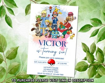 Personalize Pokemon Birthday invitation, Pokemone birthday invitation, Pikachu birthday invitation