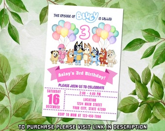 Bluey Birthday Invitation, Bluey and Bingo Birthday Invitation, Digital Invitation, Printable Invitation