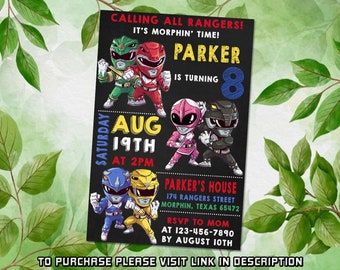 Personalize Power Rangers Birthday Invitation, Power Rangers Invitation, Animated Invitation