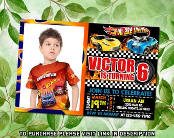 Editable Hot Cars Birthday Invitation , Wheels Birthday Invitation , Race Cars Invitation, Monster truck birthday invitation