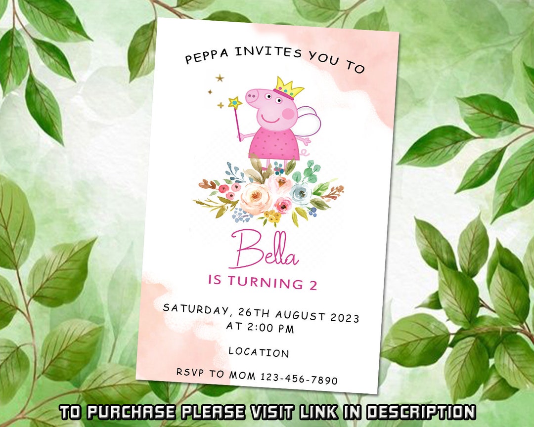 Peppa Pig Birthday Invitation, Peppa Pig Invitation, Printable Invitation, Editable Digital ...