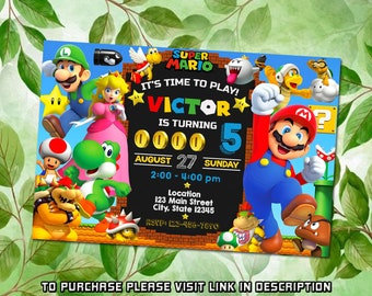 Personalize Super Mario Birthday Invitation, Super Mario Invitation, Digital Birthday Invitation For Kids