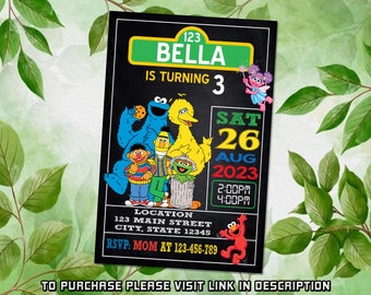 Personalize Sesame street Birthday invitation, Sesame street birthday, Sesame street invitation