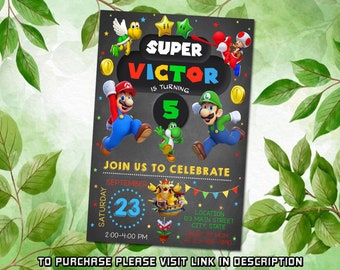 Personalize Super Mario Birthday Invitation, Super Mario Invitation, Digital Birthday Invitation For Kids