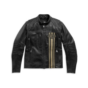 Men’s Harley Davidson Triple Vent Real Cowhide Leather Jacket Handmade H-D Bikers Riding Jacket