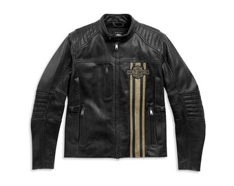 Men’s Harley Davidson Triple Vent Real Cowhide Leather Jacket Handmade H-D Bikers Riding Jacket