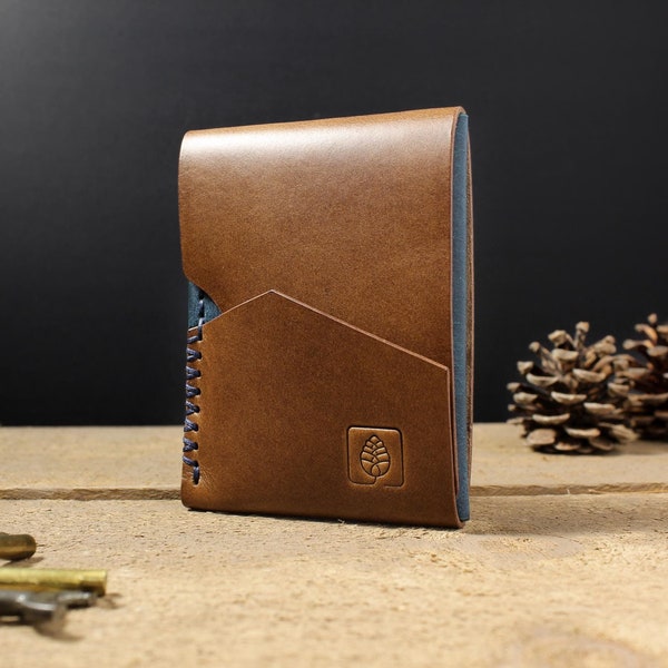 Minimalist card holder wallet, high quality full-grain Italian leather, vegetable-tanned, handmade and hand stitched, front pocket wallet