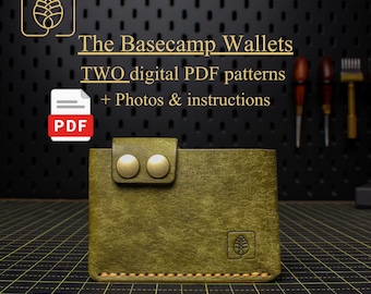 2 Leather Wallets Patterns PDF, DIY Minimalist Card Holder Template (A4 & Letter), EDC Leathercraft Template