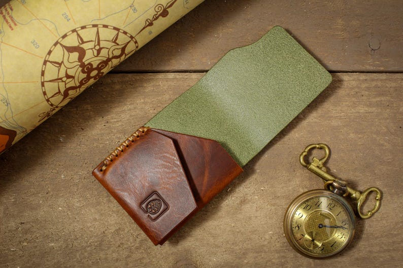 Slim minimalist card holder wallet, front pocket wallet, high quality full-grain Italian leather, veg-tanned, handmade and hand stitched image 6