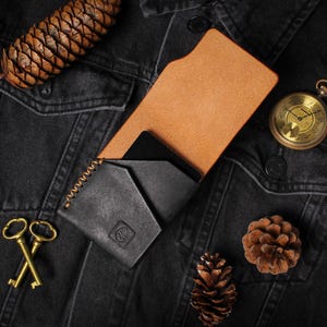 Slim minimalist card holder wallet, front pocket wallet, high quality full-grain Italian leather, veg-tanned, handmade and hand stitched image 12