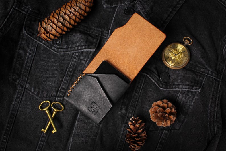 Slim minimalist card holder wallet, front pocket wallet, high quality full-grain Italian leather, veg-tanned, handmade and hand stitched image 12