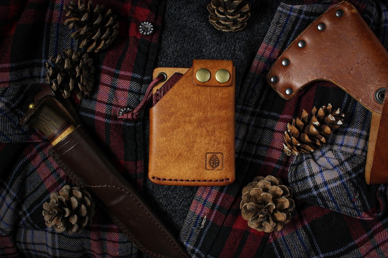 Minimalist leather wallet, front pocket wallet carry, high quality full-grain Italian leather, vegetable-tanned, personalizable, handcrafted image 13