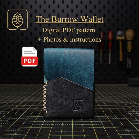 Leather Wallet Pattern PDF, DIY Minimalist Card Holder Template (A4 & Letter), EDC Leathercraft Template