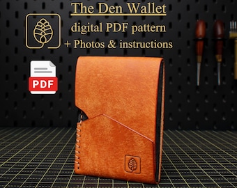 Leather Wallet Pattern PDF, DIY Minimalist Card Holder Template (A4 & Letter), EDC Leathercraft Template