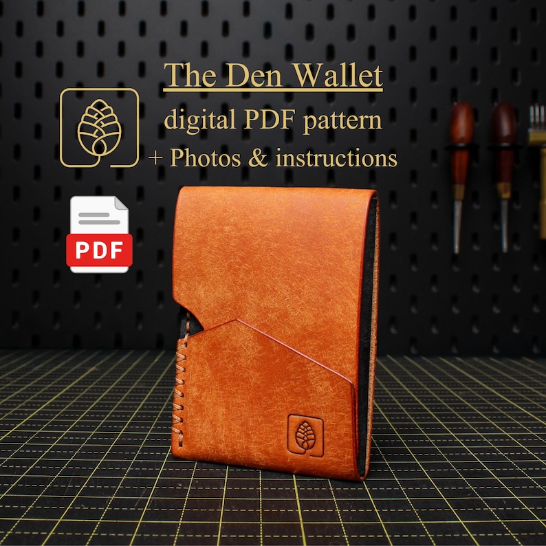 Leather Wallet Pattern PDF, DIY Minimalist Card Holder Template (A4 ...
