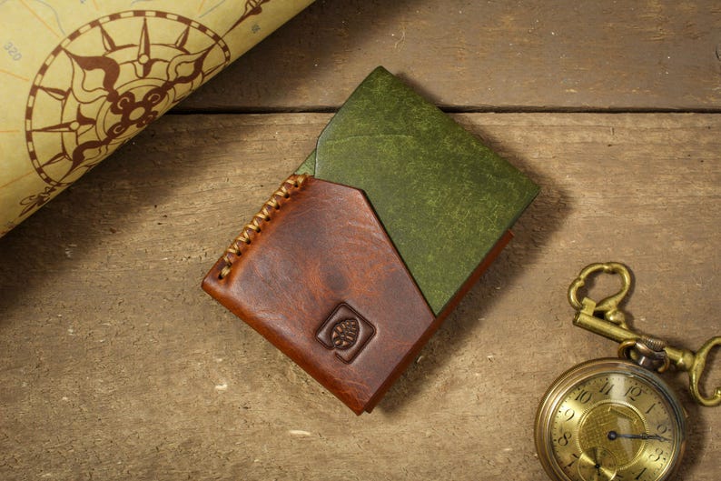 Slim minimalist card holder wallet, front pocket wallet, high quality full-grain Italian leather, veg-tanned, handmade and hand stitched image 5