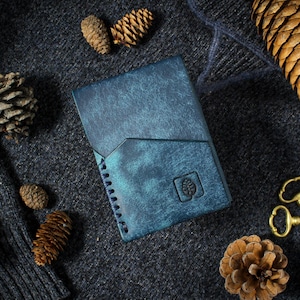 Slim minimalist card holder wallet, front pocket wallet, high quality full-grain Italian leather, veg-tanned, handmade and hand stitched image 11