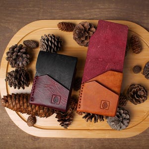 Slim minimalist card holder wallet, front pocket wallet, high quality full-grain Italian leather, veg-tanned, handmade and hand stitched image 8