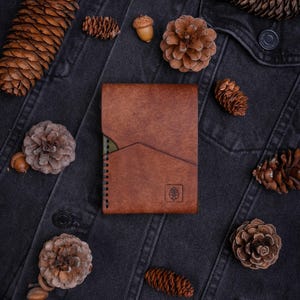 Minimalist card holder wallet, high quality full-grain Italian leather, vegetable-tanned, handmade and hand stitched, front pocket wallet 9. Pueblo Walnut