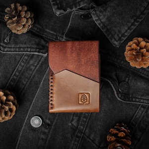 Slim minimalist card holder wallet, front pocket wallet, high quality full-grain Italian leather, veg-tanned, handmade and hand stitched image 7