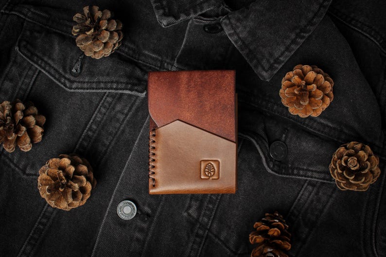 Slim minimalist card holder wallet, front pocket wallet, high quality full-grain Italian leather, veg-tanned, handmade and hand stitched image 7