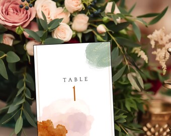 Números de mesa Blush Skies - 5 x 7 - Boda - Mesa - Descarga instantánea