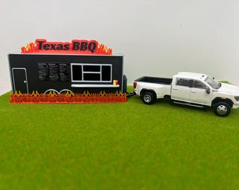 1/64 Voedselaanhangwagen voor modellay-outs en diorama's Texas BBQ