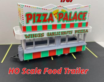HO-voedseltrailer voor modeltreinen en diorama's Pizza Palace-trailer
