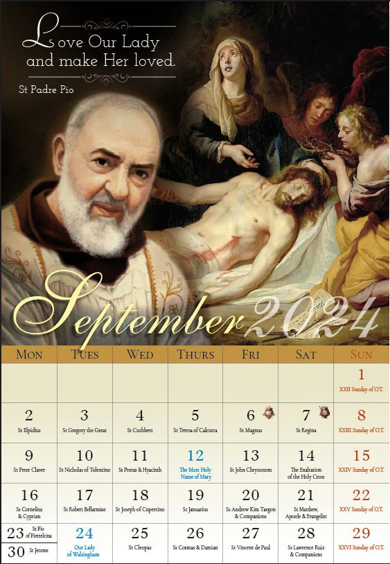 Wall Calendar 2024 Our Lady and Saints From Franciscans Charity