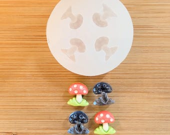 Tiny Fun Mushroom Silicone Mold: 4-Cavity, Resin, Soap, UV Resin, Clay