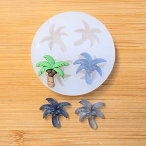 Tiny Coconut Tree Silicone Mold: 4-Cavity, Resin, Soap, UV Resin, Clay, Wax Melt