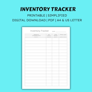 Printable Simple Inventory Tracker | Small Business Inventory Management | Instant Download
