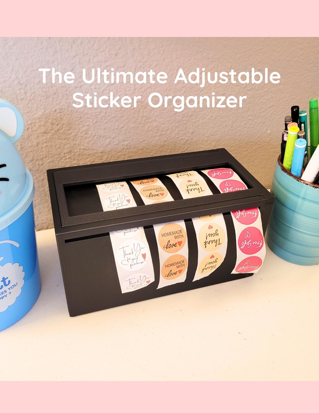 Adjustable Label & Sticker Dispenser | 2 Sizes, 3 Colors | 3D Printed ...