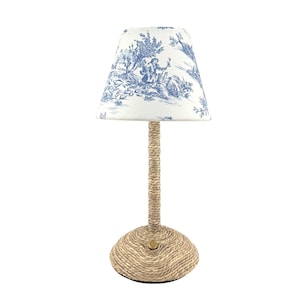 The Toile Lamp Shade in Blue – Classic French Country Style for Cordless Table Lamps