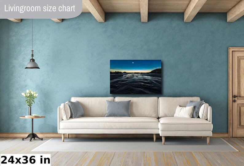 Sunrise Moon Shot & Seal Rock Beach Wall ART, Metal, Acrylic, Oregon