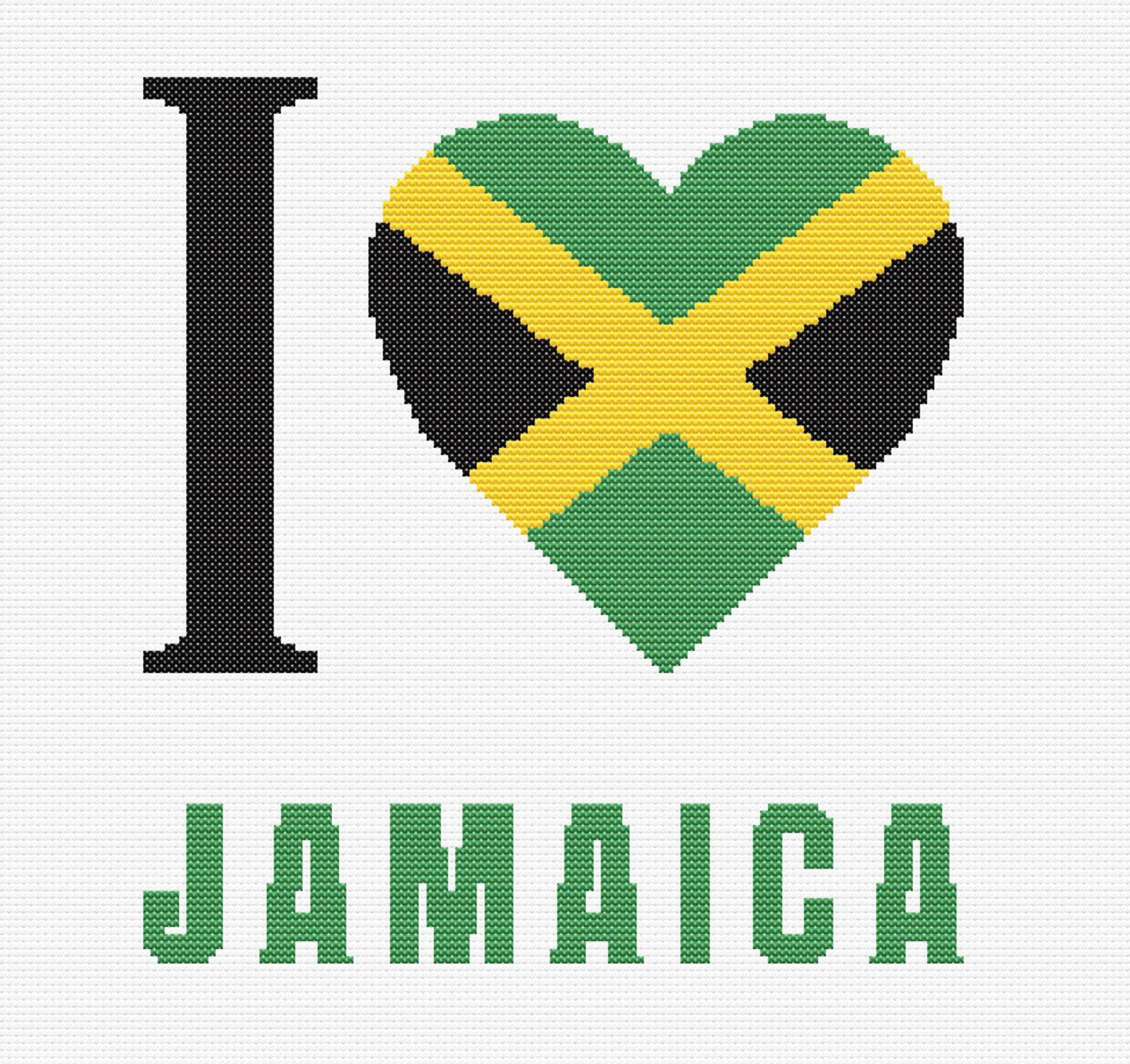 Two Jamaican Flag in Heart Shape Cross Stitch Patterns PDF Digital ...