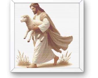Jesus the Good Shepherd Cross Stitch Pattern
