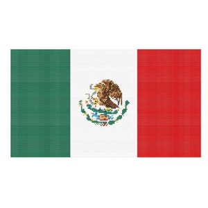 Puede incluir: La bandera de México es un tricolor horizontal de verde, blanco y rojo, con el escudo nacional en el centro de la franja blanca. El escudo representa un águila dorada posada sobre un nopal, con una serpiente en su pico.