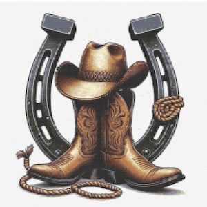 Cowboy Boots Hat and Horseshoe PDF Digital download
