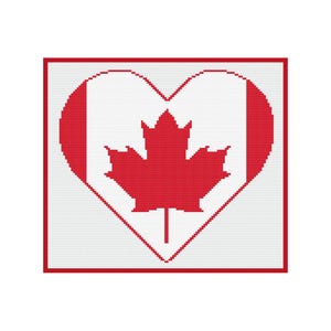 Puede incluir: Una bandera canadiense roja en forma de corazón con fondo blanco y una hoja de arce roja en el centro.