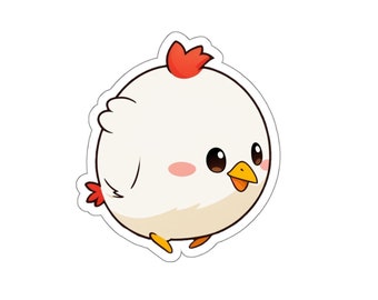 Pegatina troquelada de pollo kawaii linda