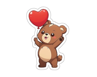 Sticker ours en peluche avec coeur, parfait pour les ordinateurs portables, les journaux et les agendas