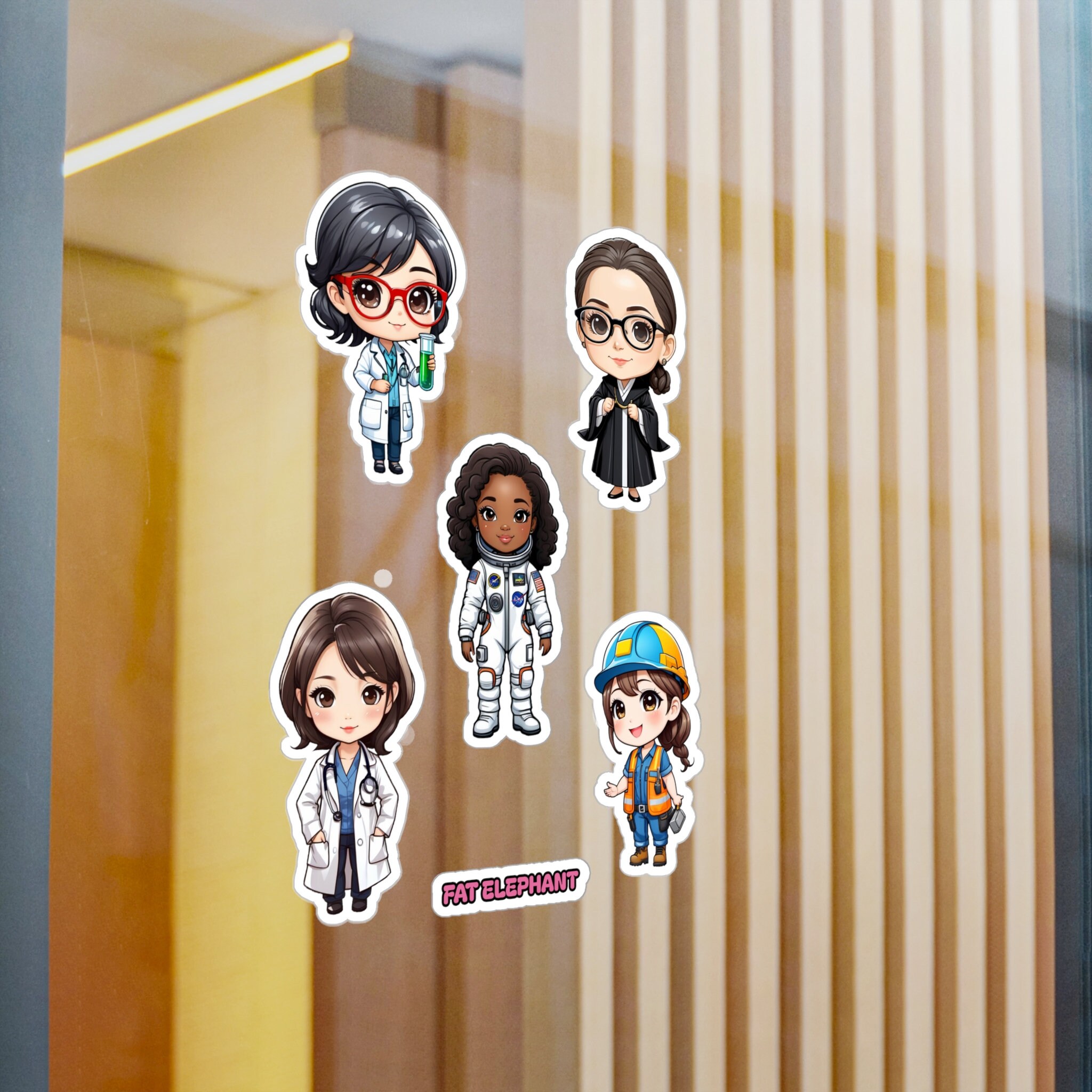 Working Person Sticker Kawaii Working Women Sticker Sheet - Astronaut, Judge, Construction ...