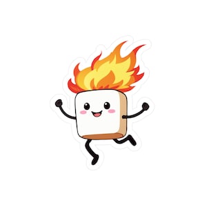 Burning Marshmallow Sticker Kiss-Cut Vinyl Decal | Cute S'mores Character