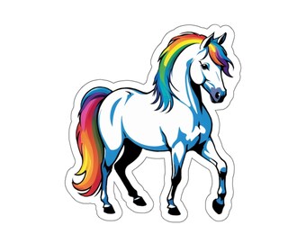 Rainbow Horse Sticker for Laptops, Skateboards, Planners, and Journals