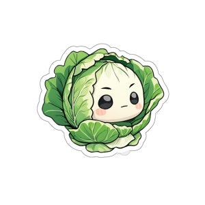 Cute Kawaii Cabbage Veggie Sticker - Perfect for Laptops, Journals, Stationary