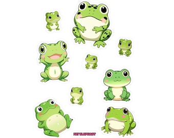 Söt groda vinylklistermärkesark, kawaii anime chibi grodor, perfekt för bärbara datorer, dagböcker, planerare, brevpapper