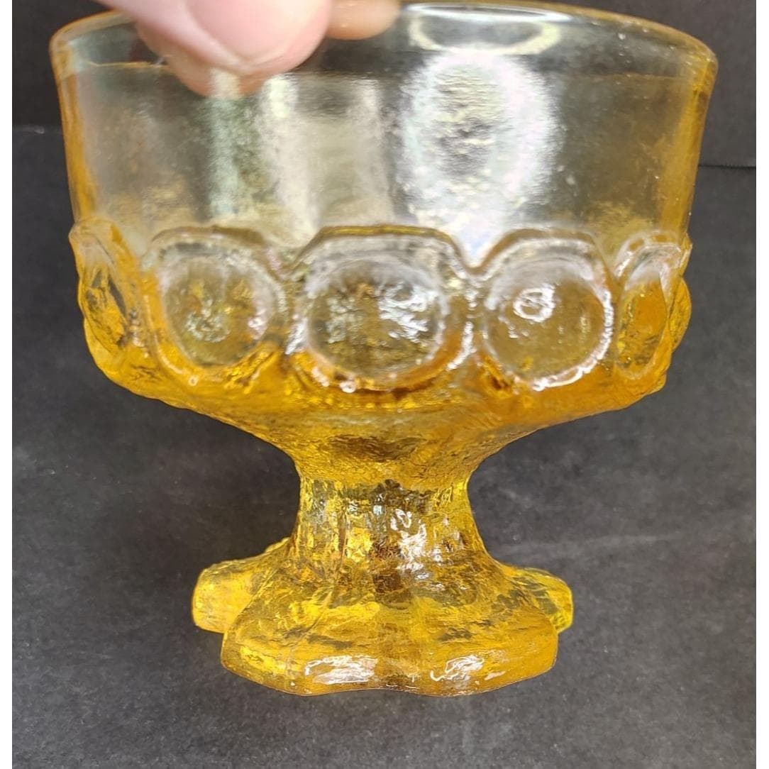 【希少】Tiffin ティフィン アンティーク ガラス ボウル 金彩 3 Franciscan Tiffin Madeira Corn Silk Sherbet Dessert Glass Yellow