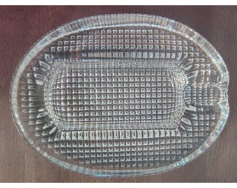 Comoy's MCM Crystal Cigar Ashtray, Trinket Dish Textured Bottom Thick, Mid Century Modern