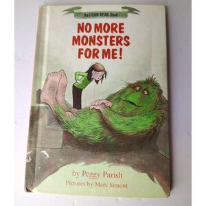 vintage No More Monsters for Me pour enfants, livre à couverture rigide, fiction, école à la maison fantastique